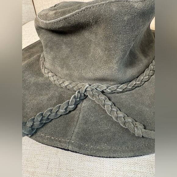 Minnetonka Women’s Parker Floppy Hat Grey Suede Leather Small NWT Boho Chic - Picture 3 of 4